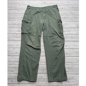 B.U.M. Equipment Cargo Pants Men's 36 Olive Green Relaxed Fit Cotton Workwear